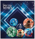  Doctor Who Ansteck-Badges 6er-Pack Retro